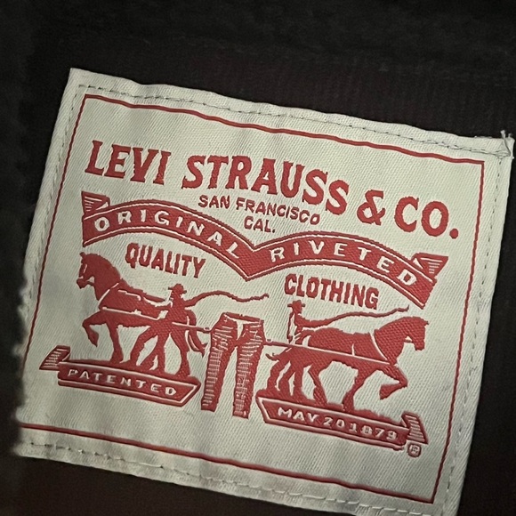 Levi’s Black Corduroy Sherpa Lined Trucker Jacket Large LM8RC530 - Picture 10 of 12